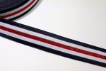 elastische Glam Stripes - blau/weiß/rot Lurex - 2,5 cm